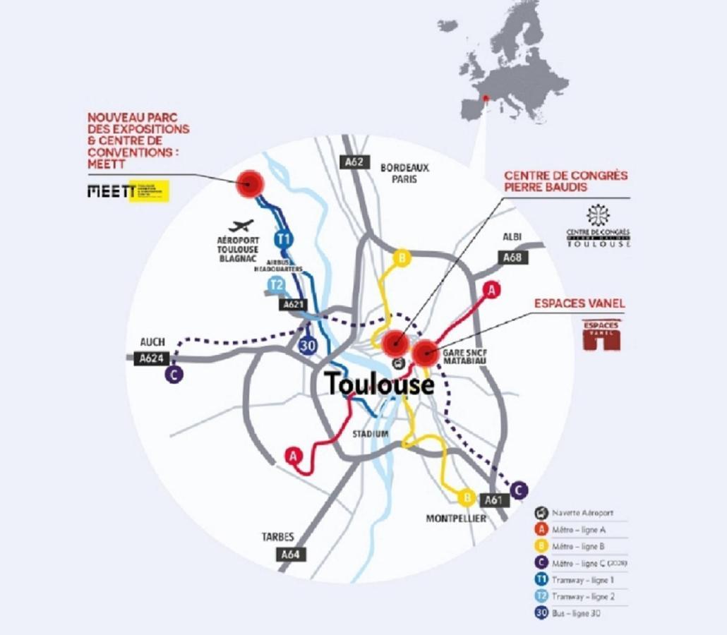 :) Spacieux T4 Aeroport, Ensoleille, Deco Soignee Blagnac Exteriér fotografie